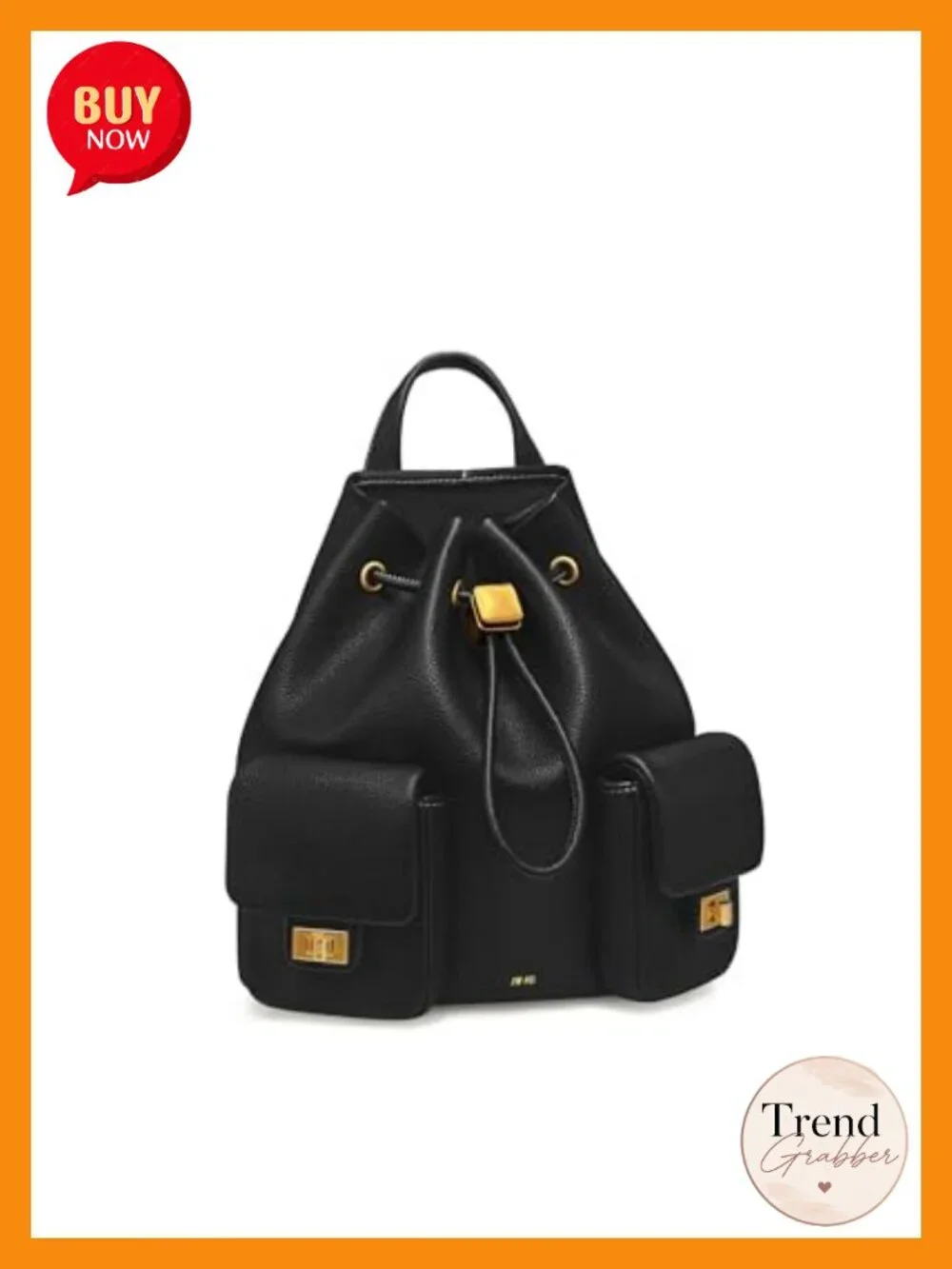 Vegan Leather Drawstring Utility Backpack Fits Phone